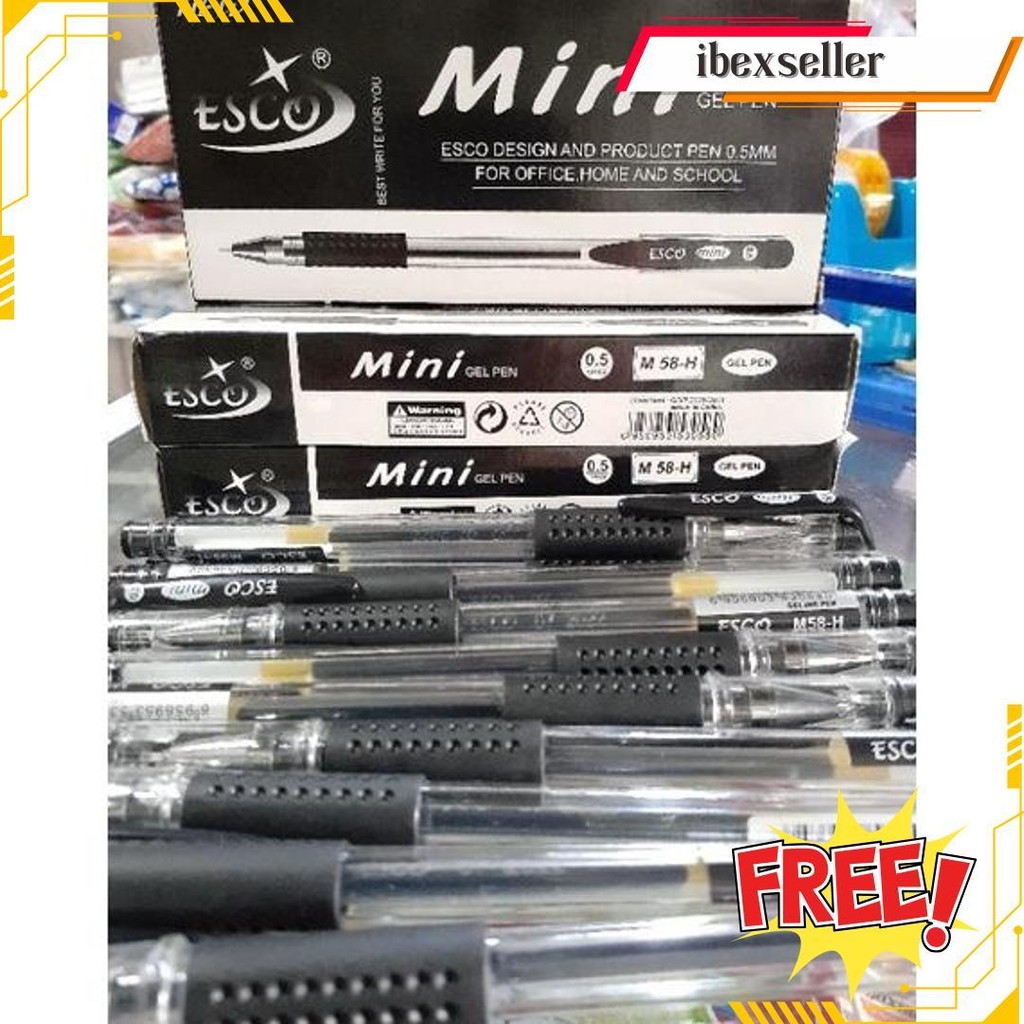 

Pulpen Esco Mini Gel 0.5Mm 1Pak (12Pcs) / Alat Tulis /Perlengkapan Sekolah /Pulpen Hitam Terlaris