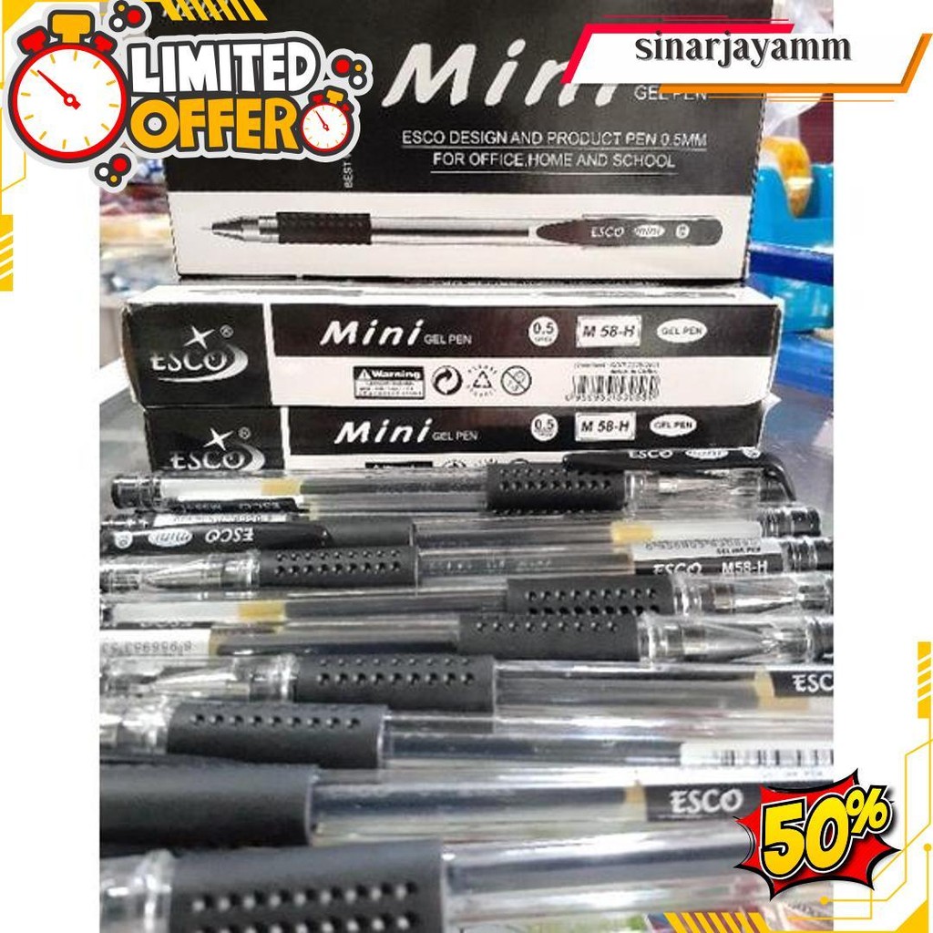 

Pulpen Esco Mini Gel 0.5Mm 1Pak (12Pcs) / Alat Tulis /Perlengkapan Sekolah /Pulpen Hitam Gratis Ongkir