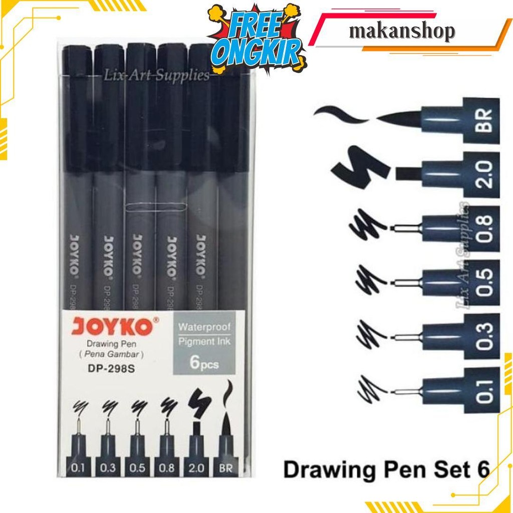 

Drawing Pen /Pena Gambar Joyko Set Waterproof Dp-298S Cod