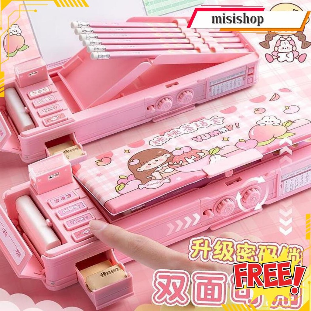 

Tempat Pensil Multifungsi Motif Unicorn / Dinosaurus / Astronot Untuk Anak Tk/Kotak Pensil Pola Kartun Lapisan Ganda Tunggal Dengan Rautan Kapasitas Original Produk