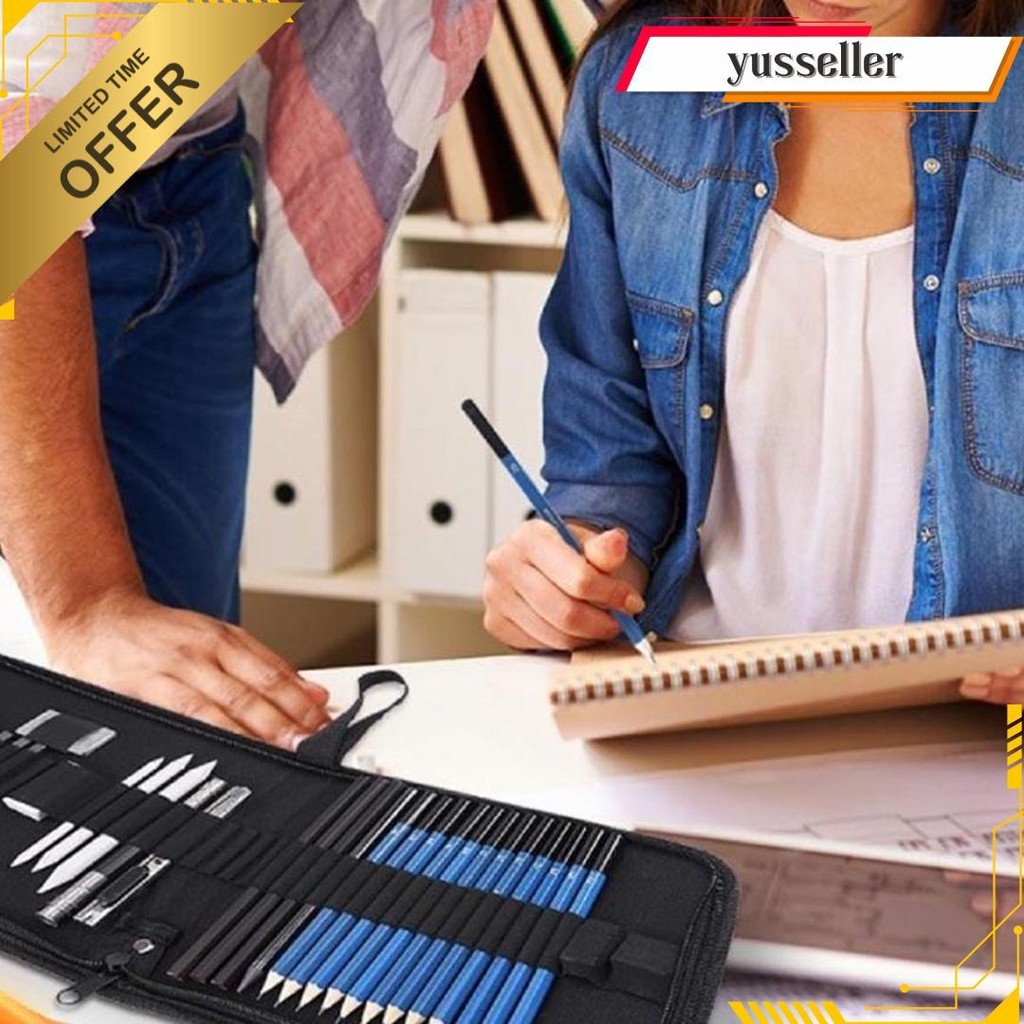 

33/35Pcs/Set Sketch Pencil Pisau Penghapus Dan Pensil Gambar Untuk Keperluan Sekolah Pencil Drawing Set Gratis Ongkir