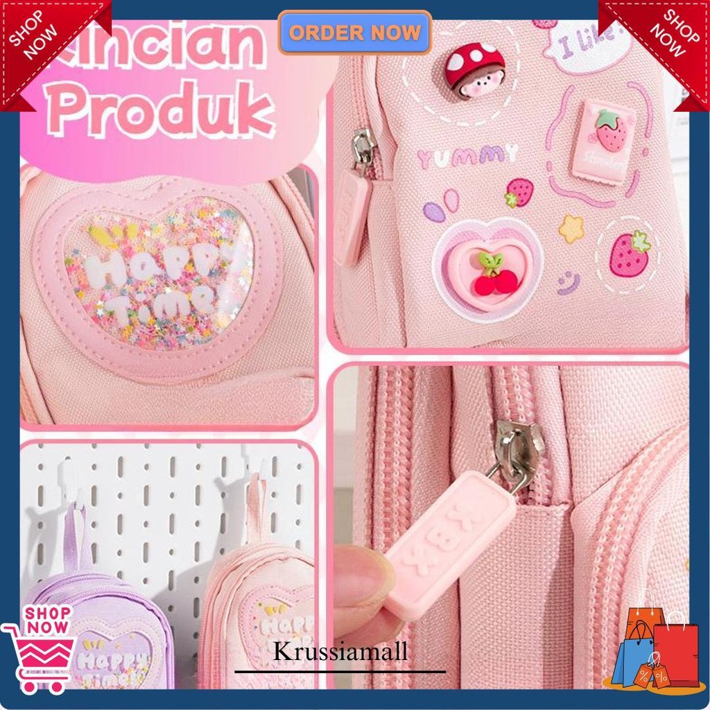 

[Ready]Pencil Case Hiasan Glitter Karakter 3D Model Tas Lucu Korea Kapasitas Besar Original Produk