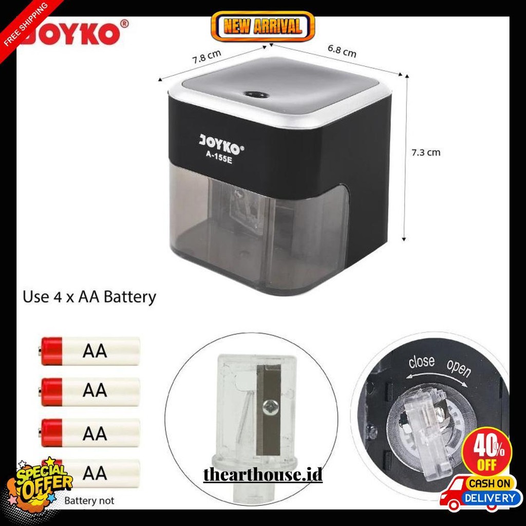 

Sharpener Rautan Pensil Elektrik A155E - Serutan Otomatis Electric Joyko A-155E Original Produk