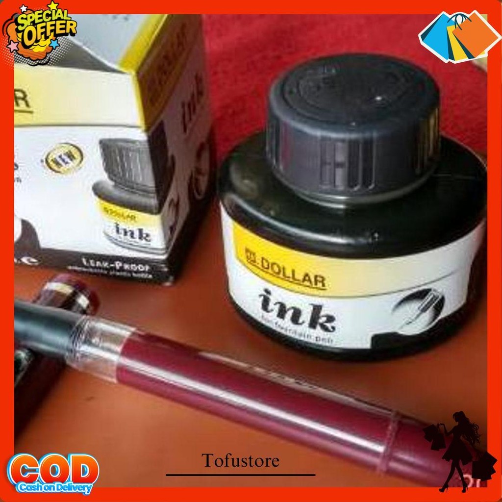 

Paket Murah..Fountain Pen Dollar Made In Pakistan Dan Tinta Botol Dollar Ink 60Ml Original. Siap Kirim