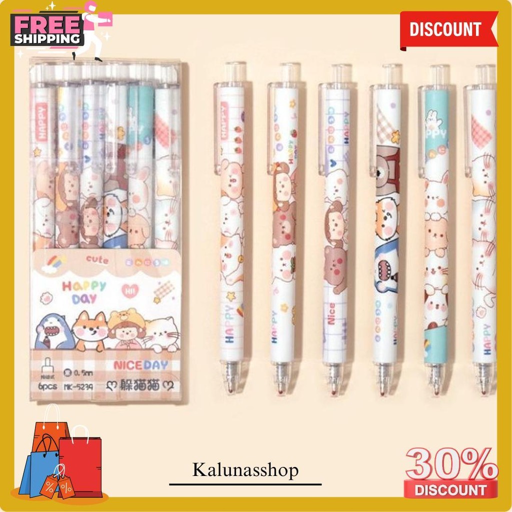 

Pulpen Gel Lucu Set 6In1 / Pulpen Tinta Hitam / Pulpen Gel Hitam Set Termurah Banget