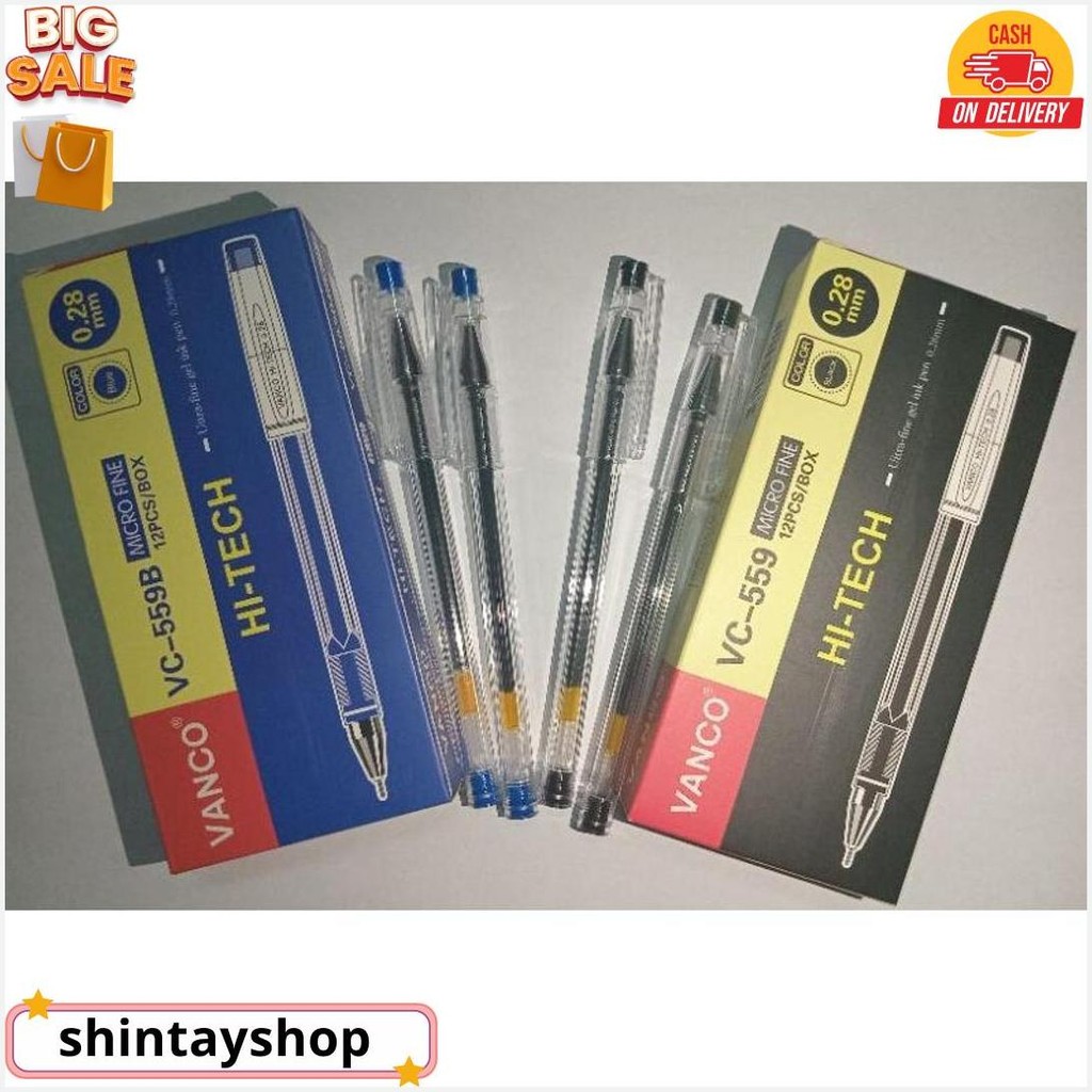 

12Pcs Bolpoin / Pulpen Vanco Hitech Vc-599 Biru Dan Hitam Termurah Banget