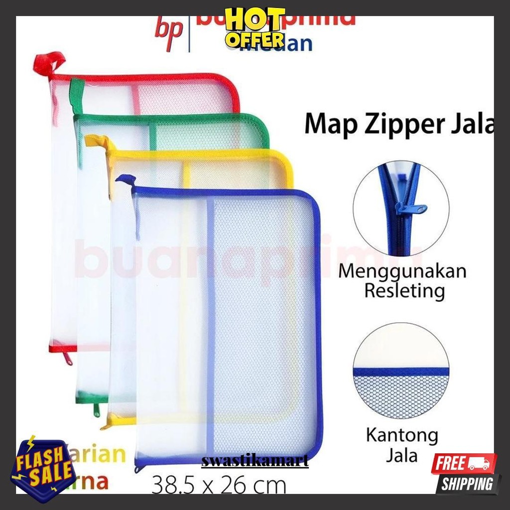 

Map Sleting Jala Folio Zipper Jaring Plastik Tas Resleting F4 Document Gratis Ongkir
