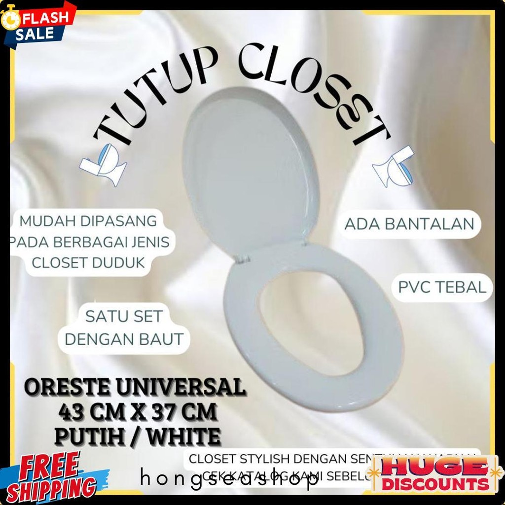 1 Set Tutup Kloset Oreste Duduk Universal / Warna Putih Biru Hijau Pink Maroon / Pvc Tebal / Toto Di