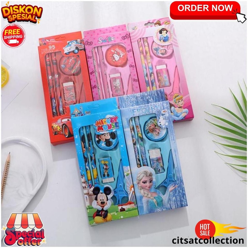 

Lysashop - Set Alat Tulis Anak Stationery 10 In 1 Pena Pensil Penghapus Rautan Peralatan Sekolah Anak Bisa Cod