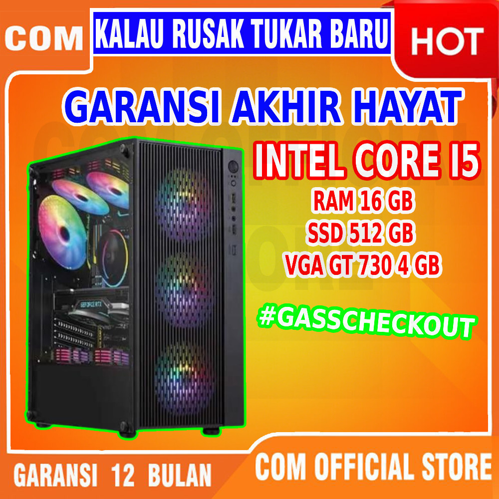 komputer lengkap GAMING computer I5 rakitan Ram 16 GB HDD+SSD BERGARANSI 1 TAHUN TUKAR BARU