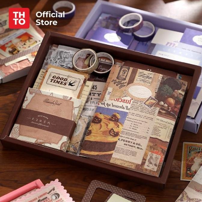 

Promo!! Thto Set Notebook Creative Simple Gift Hadiah Souvernir Retro Handbook A6 Set Vintage Kreatif A067