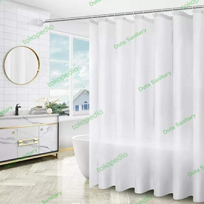 Shower Curtain 200x200 textile/Shower Curtain kain 200cm/ Korden Putih