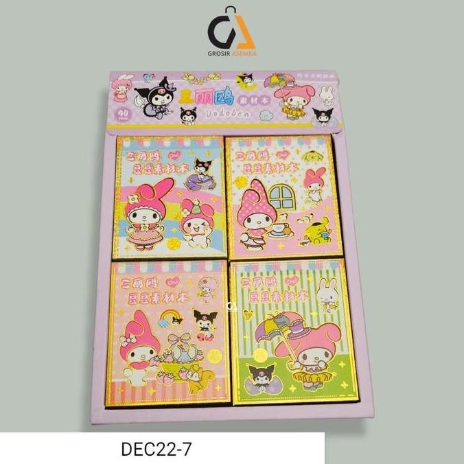 

New!! (Paket 1 Box Isi 40 Buku) Stiker Notebook Mini Aesthetic Motif Sanrio Buku Sticker Book Note Paper Stationery