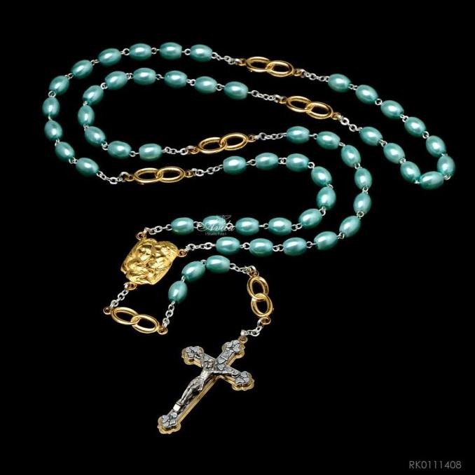 +++++] Rosario Wedding Mutiara Artificial Oval + 6 Ring Rohani Katolik