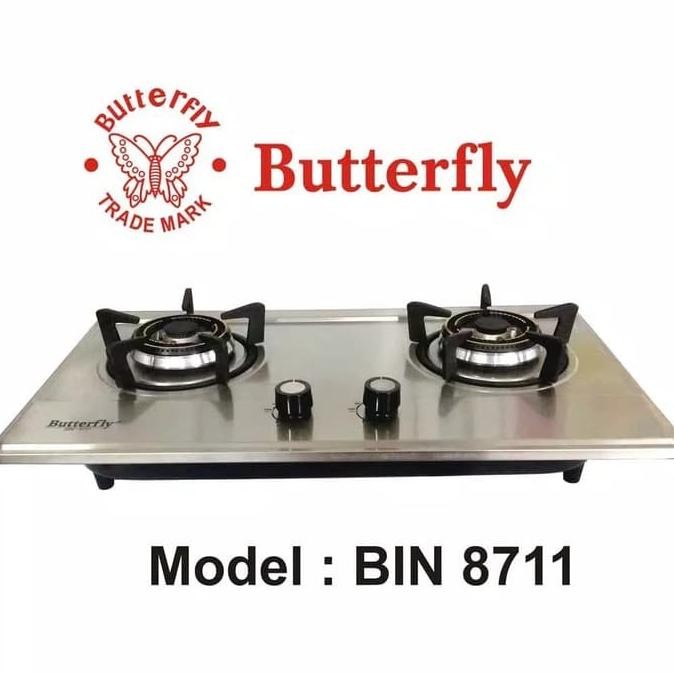 `````````] Kompor Gas Tanam 2 Tungku Butterfly BIN- 8711 Stainless Steel