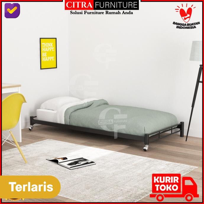 Promo Ranjang Besi Sorong Minimalis 90 X190| Dipan Rangka Tempat Tidur Besi