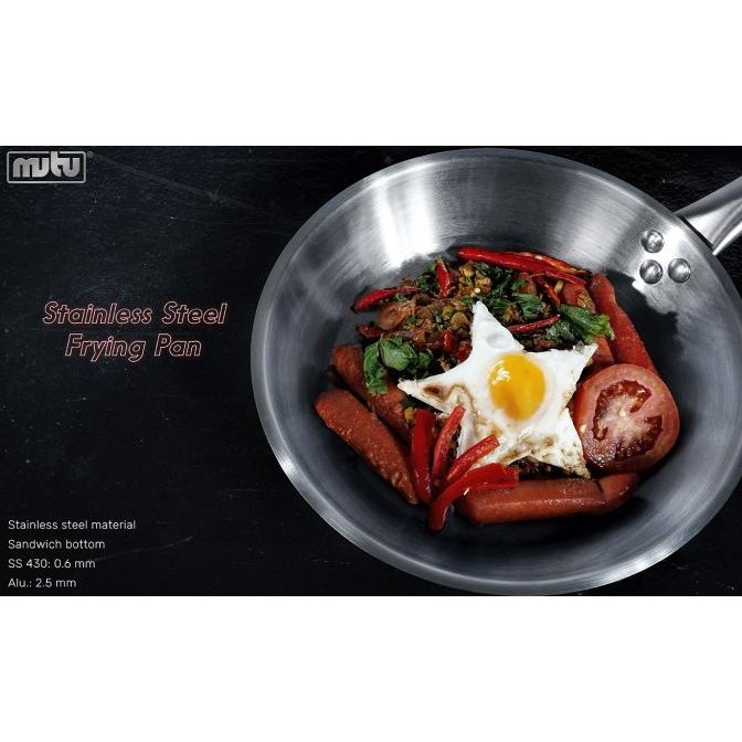 Grosir Frying Pan Stainless Steel Mutu 32 28 24 20 Cm - Wajan Penggorengan Fyp-320 280 240 200