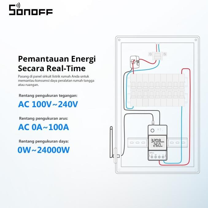 Murah Sonoff Smart Switch POWCT POW Ring 100A Smart Power Meter Energy Monitoring Smart Switch Wirel