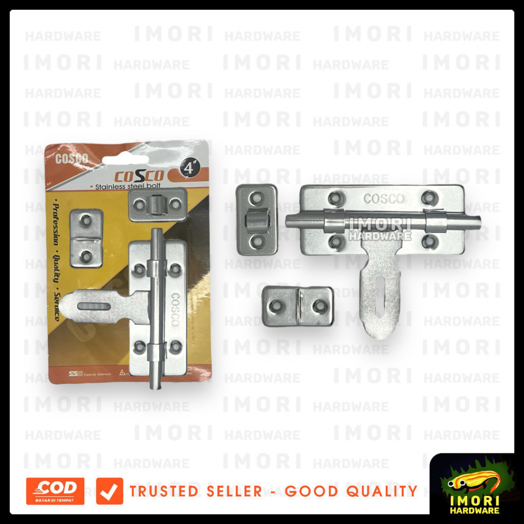 COSCO Grendel Overval Stainless 4" inch Gembok Pintu Grendel Selot Cantolan Kunci