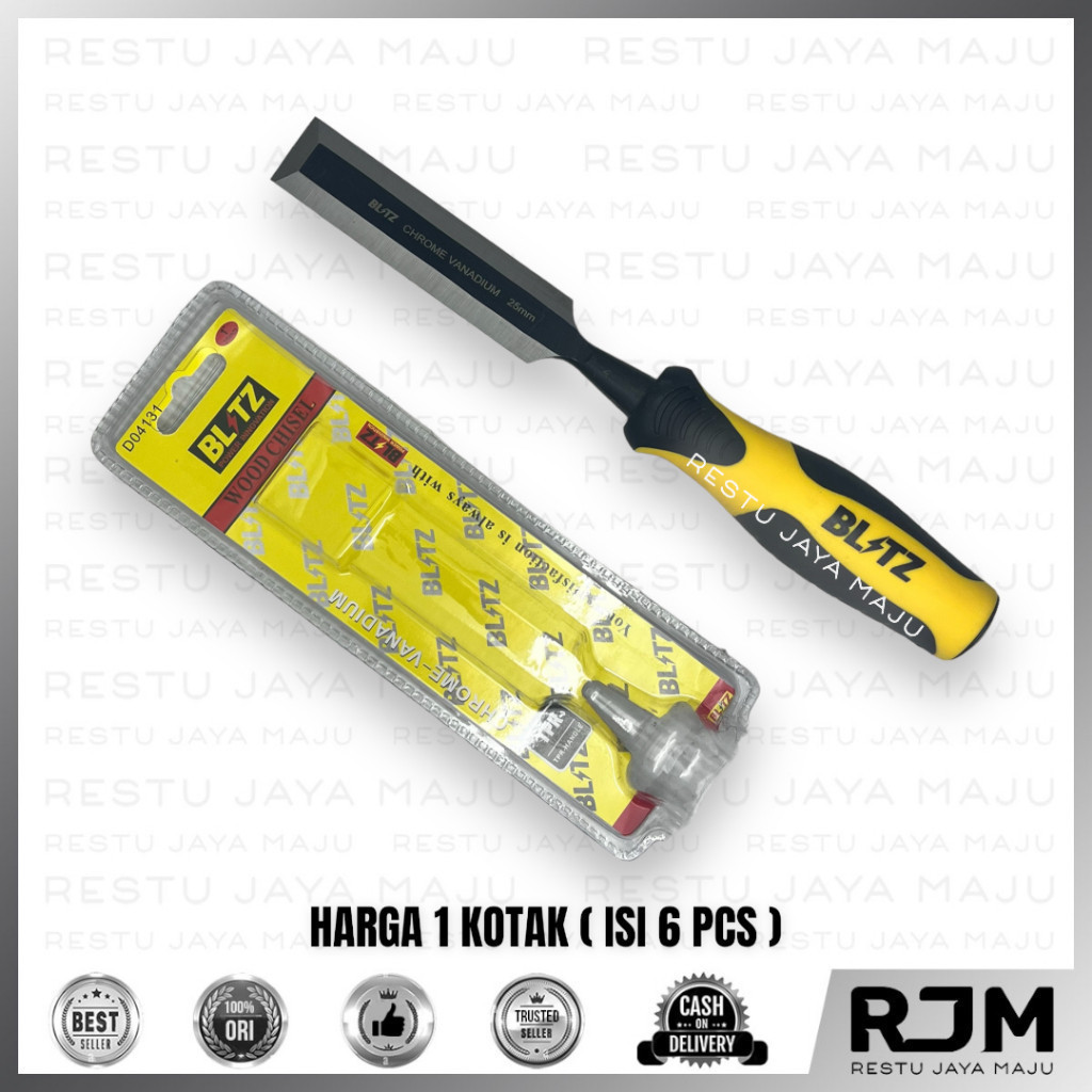 

[6 pcs] BLITZ Tatah Ukir CRV 3/8 - 1 1/2 " inch Gagang Fiber Alat Pahat Kayu Wood rj