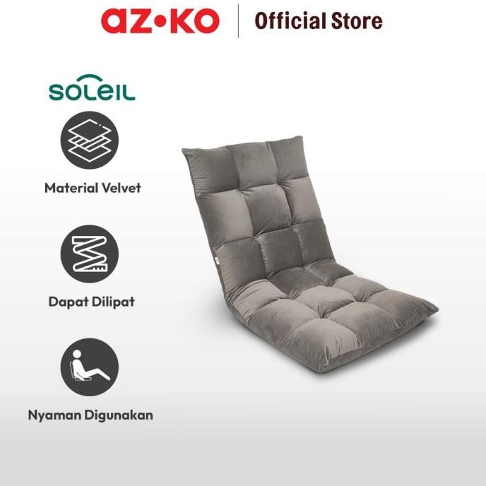Grosir Azko Soleil Amadeus Kursi Lesehan Lipat Velvet - Abu-Abu Floor Folding Chair Tempat Duduk San