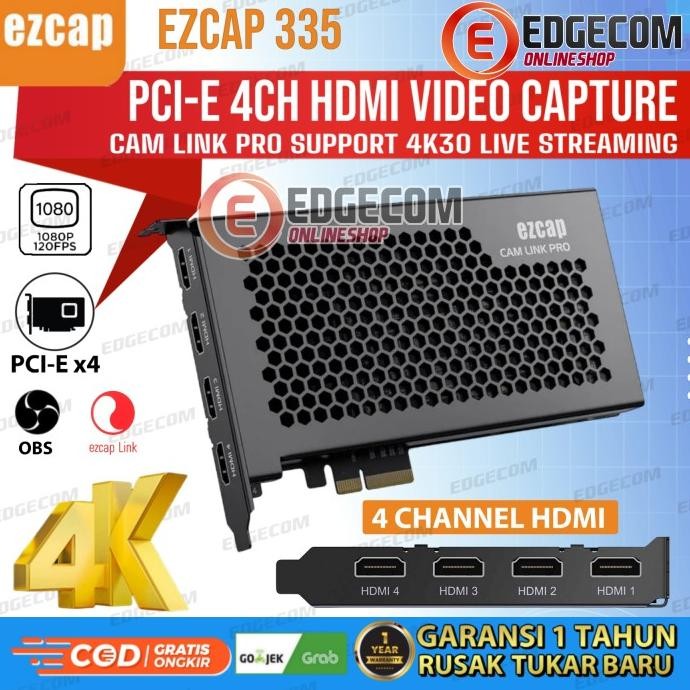 Ezcap 335 Pci E Cam Link Pro Hdmi Video Streaming 4 Channel Hdmi 4K New Stok