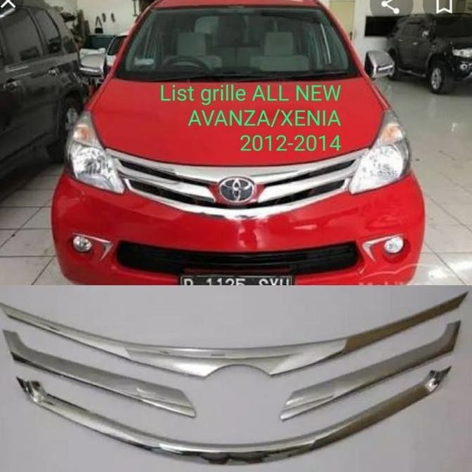 PAKET LIST GRILL GRILLE DEPAN TOYOTA ALL NEW AVANZA / XENIA 2012 2013 2014 2015 CHROME CROME 3 BARIS