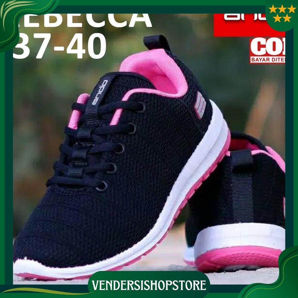 Sepatu Sekolah Anak Perempuan Sd Smp Sma Remaja Ando, Sepatu Sekolah Hitam Pink Rebeca Ori