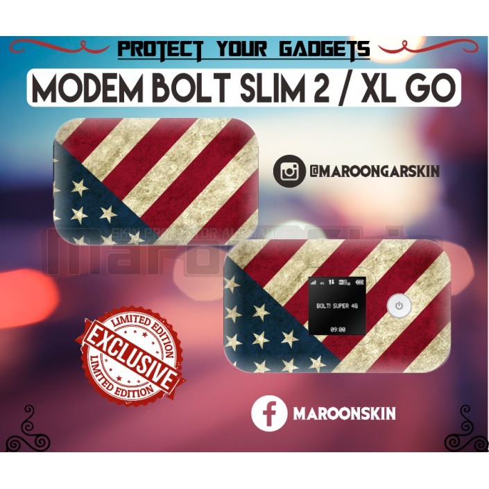 *PromoTerjangkau* Mifi Xl Go Bolt Slim 2 E5577 Amerika Garskin Wrap Stiker Premium / X Casing Case C