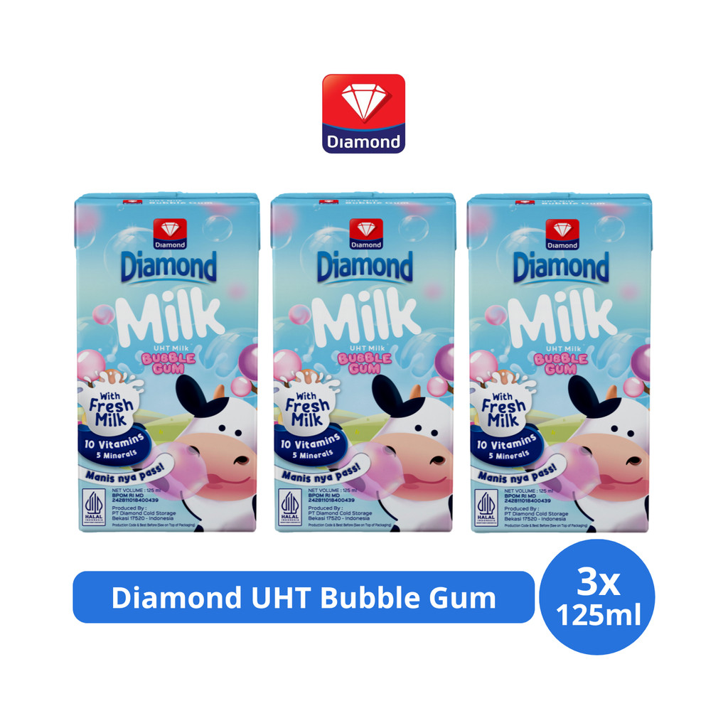 

Diamond Milk Susu UHT Bubble Gum 125ml x 3 pcs