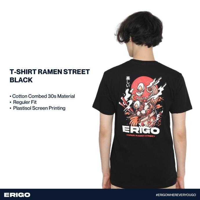 Kaos Unisex Erigo T-Shirt Ramen Street Black HT