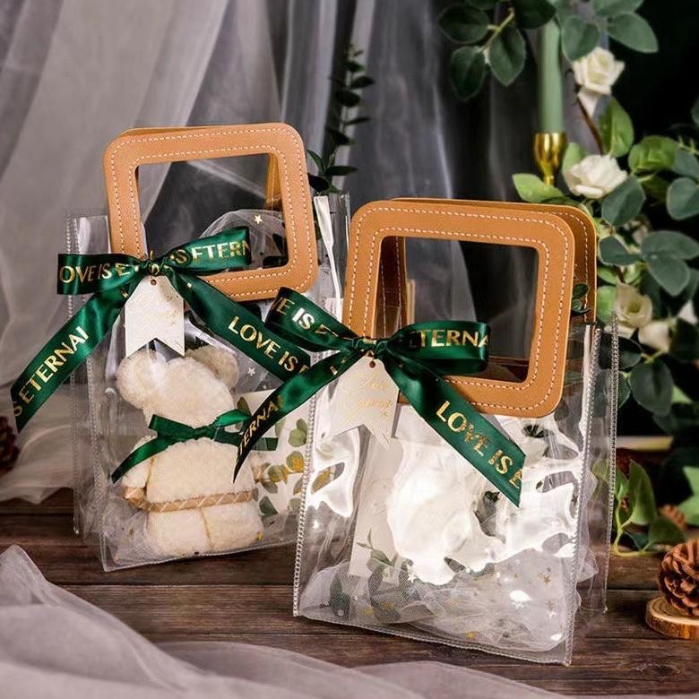 

COD (Grosir 10 Buah) Tas Mika PVC Clear Bening Hampers Goodie Bag Premium Am67