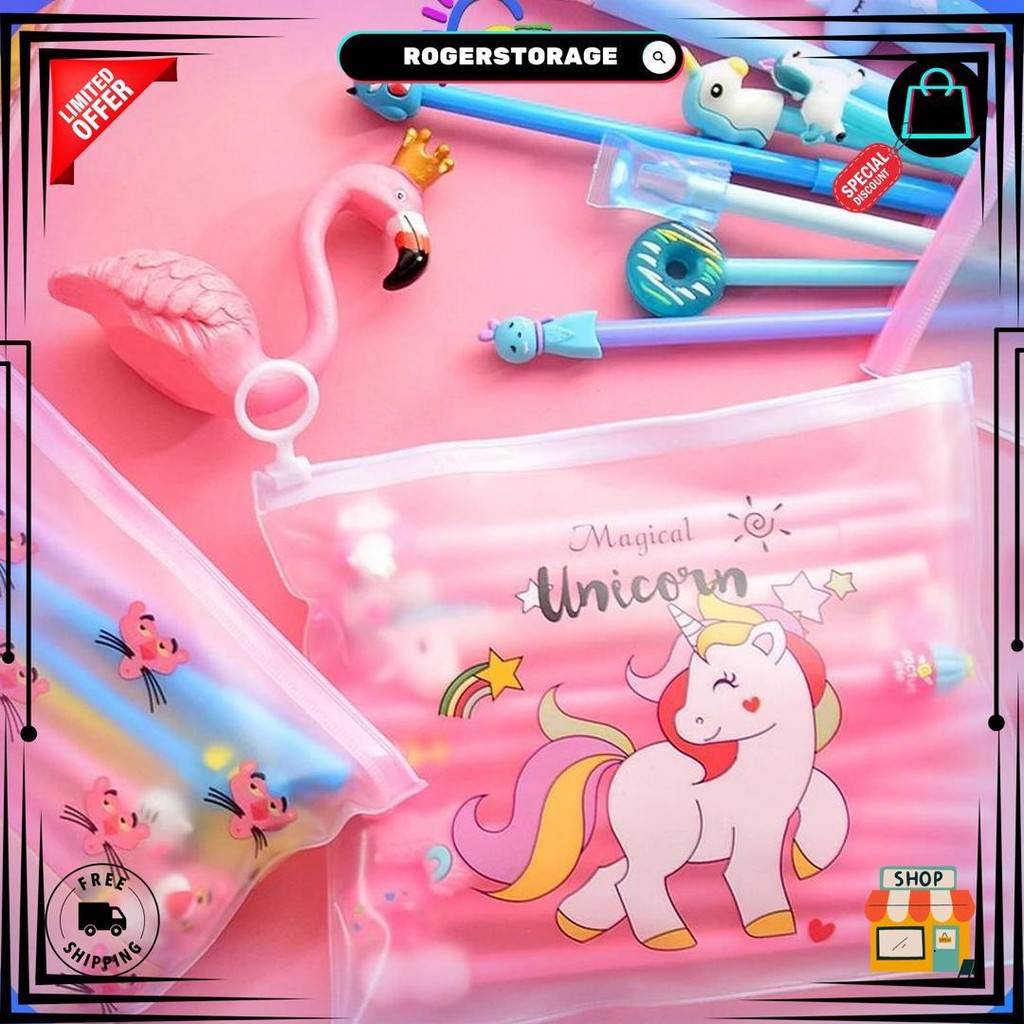 

Cr-A15 Pulpen Gel Karakter Lucu Set Isi 20Pcs Pena Free Zipper Pouch Tempat Pensil Transparan Murah D Gratis Ongkir