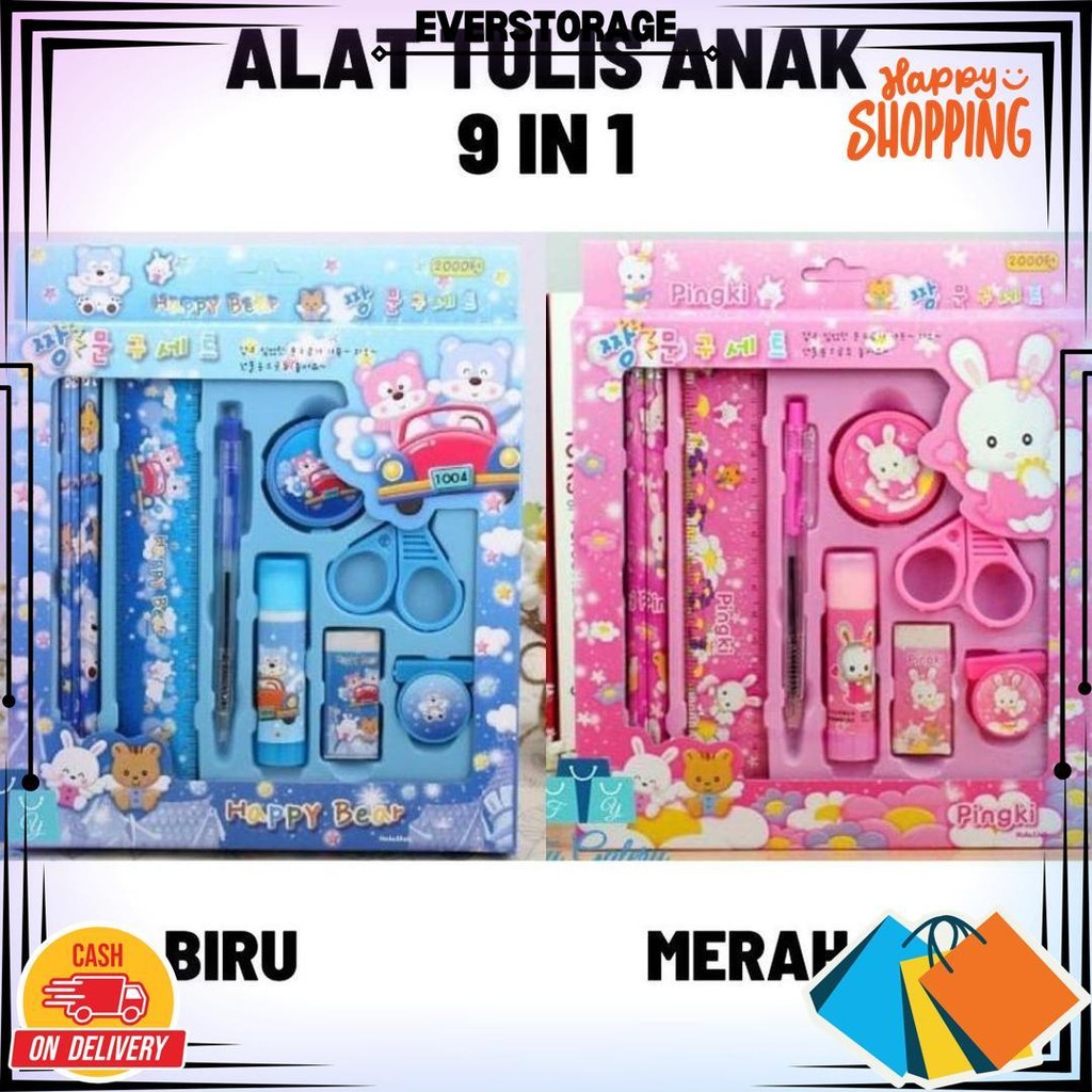 

2009 Pencil Set 9 In 1 Alat Tulis Sekolah Anak Lengkap D Best Seller