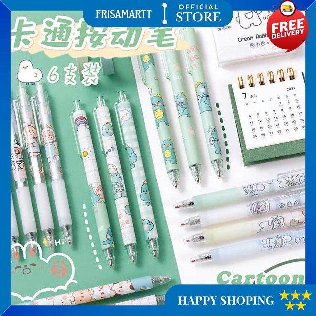 

[Cola] Pulpen Gel Mekanik Lucu Karakter / Set Pulpen Gel 6Pcs / Bollpoint Mekanik Lucu / Pulpen Gel Hitam D Gratis Ongkir
