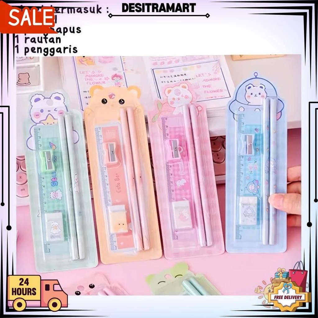 

Taiyo Alat Tulis Set Anak 5 In 1 Perlengkapan Sekolah Lucu Penghapus Rautan Penggaris D Gratis Ongkir