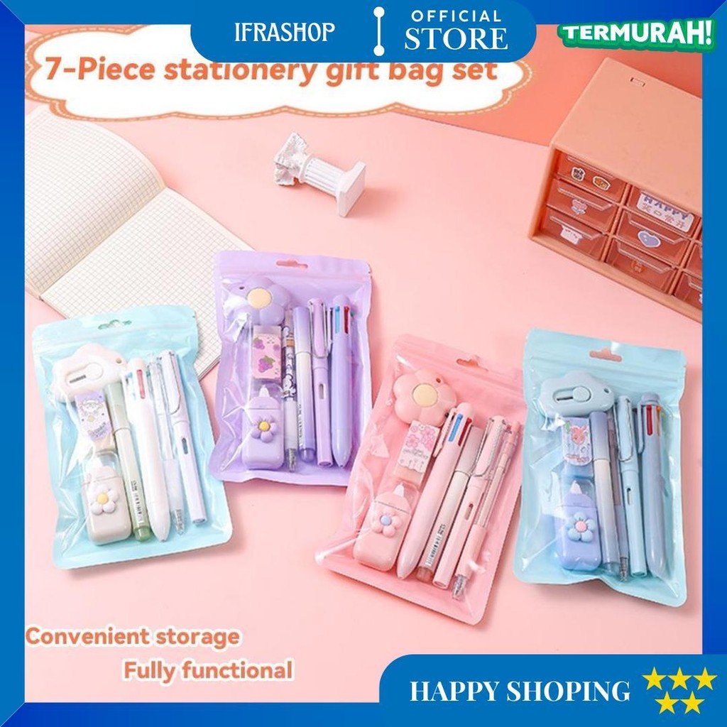 

[Cod] Set 7-Piece-Set Set Alat Tulis Kawaii Paket Hadiah Perlengkapan Sekolah Lucu Berbagai Macam Alat Tulis, Bahan Plastik Tahan Lama D Gratis Ongkir