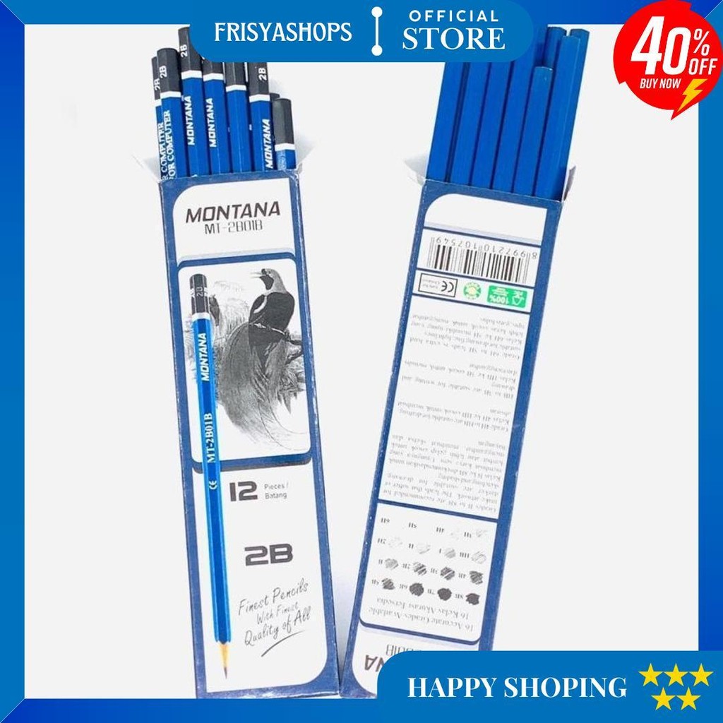 

12 Pcs / 1 Lusin Pensil Montana Pensil 2B Computer Pensil Ujian D Best Seller