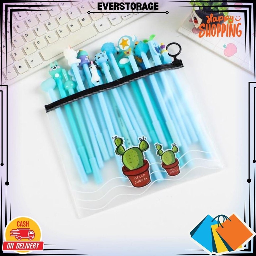 

Hl0078 Pena Karakter Set Pouch Isi 20 Pcs Tempat Pensil Transparan Zipper Bag D Sale