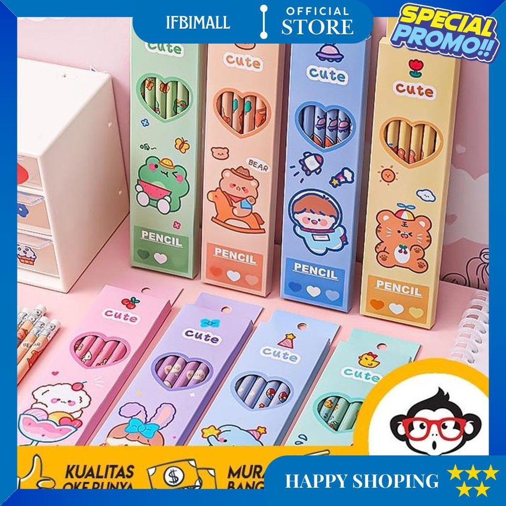 

Murmure.Id | 6Pcs / Set Pensil Tulis Motif + Penghapus / Pensil Set Lucu D Sale