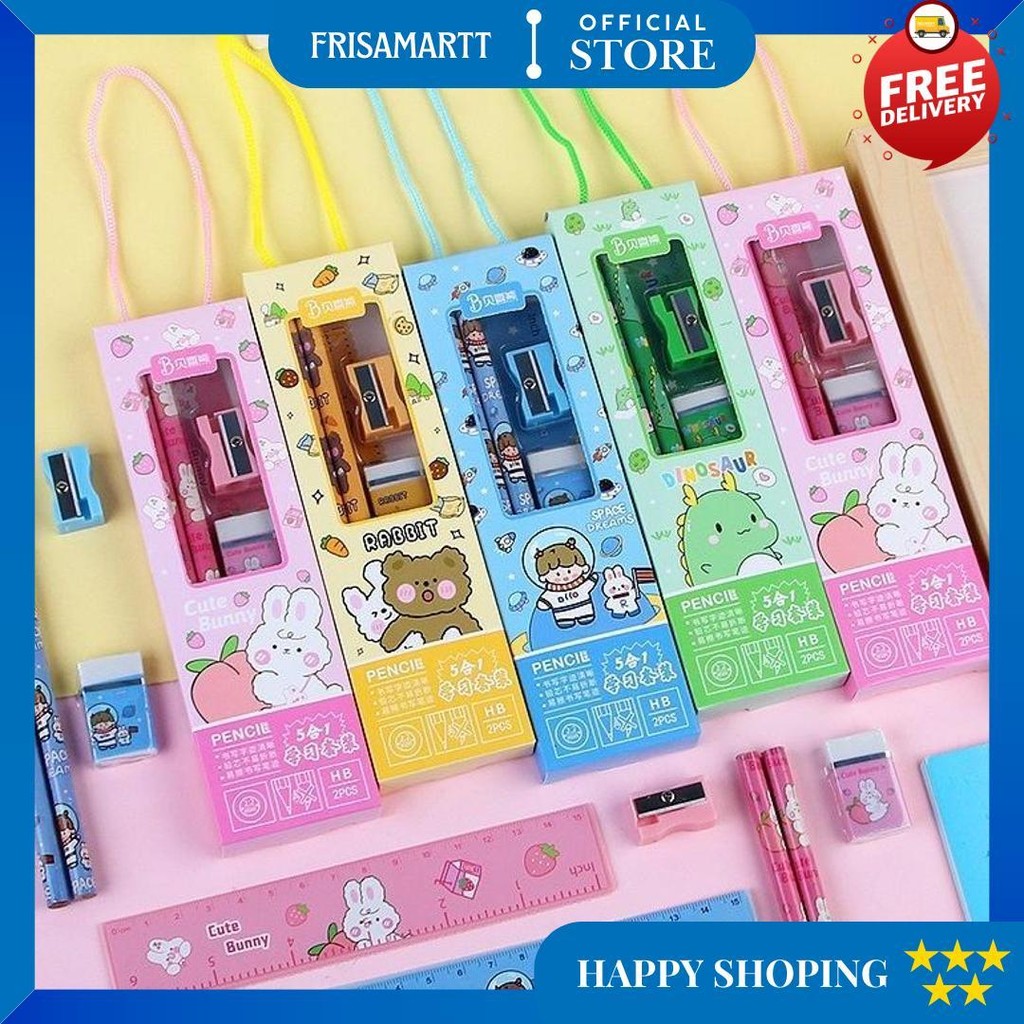 

Dp Stationery Karakter Tulis Set 5In1 Alat Tulis Anak Sekolah Penghapus Penggaris Pensil Serutan Karakter Lucu Set Alat Tulis Anak Motif Kartun D Termurah
