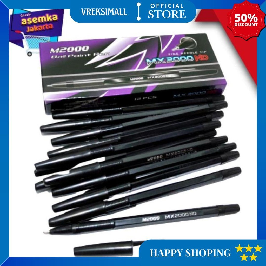 

Ballpoint Bolpen Pen 12Pcs Warna Hitam Model Mx2000Nd Grosir D Promo 4.4