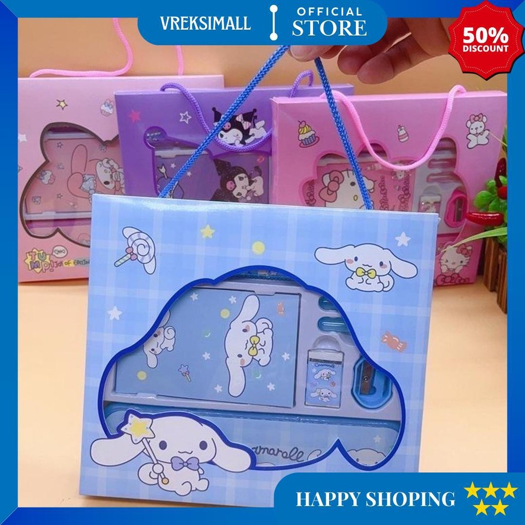 

(Yunita) (8Pcs) Set Alat Tulis Perlengkapan Sekolah Sanrio Alat Tulis 8 In 1 Tempat Pensil Penghapus Penggaris Rautan Cinnamorooll Kuromi Melody Kado Anak Sekolah D Best Seller