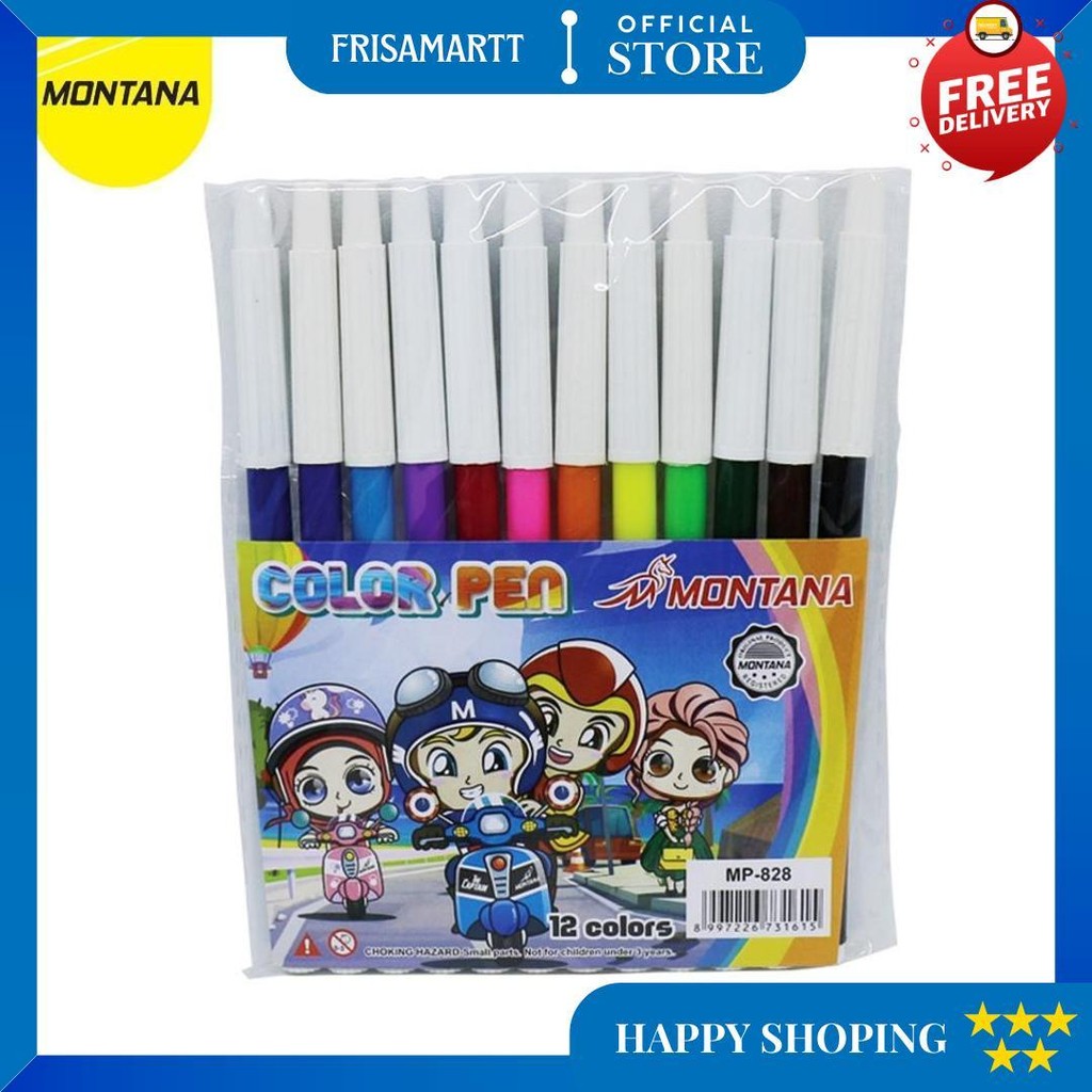 

Montana Spidol Penanda 12 Warna Color Pen Marker Mp-828/Retail D Promo 4.4