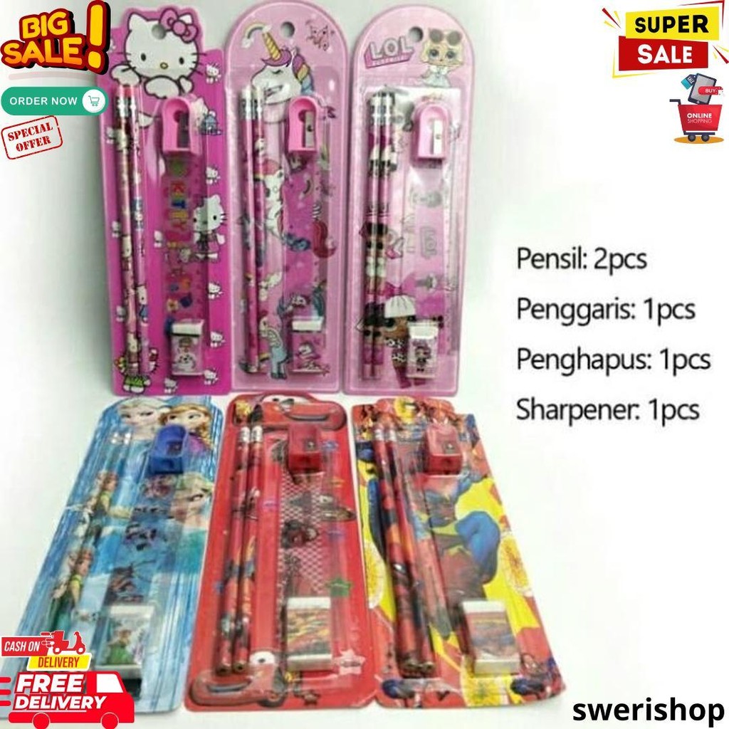 

Alat Tulis Sekolah Karakter Lucu 5In1 Stationery Mini D Cod