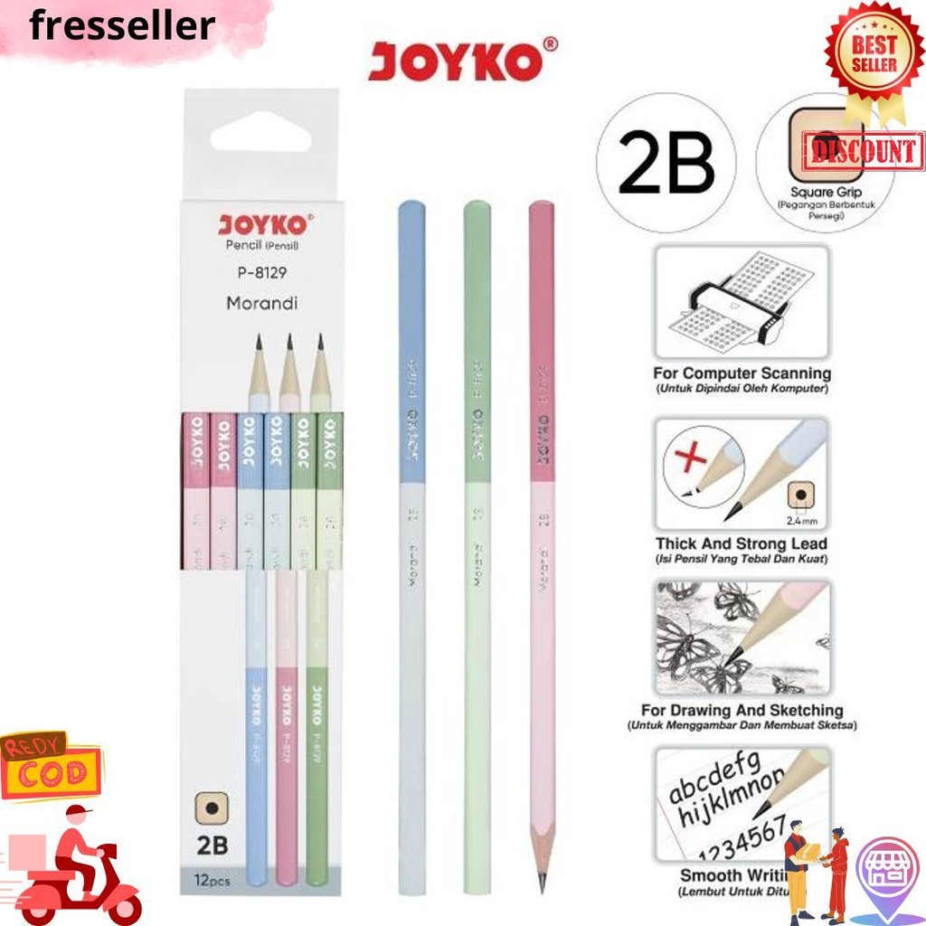 

Pensil Pencil Joyko P-8129 2B 1 Box 12 Pcs Morandi D Termurah