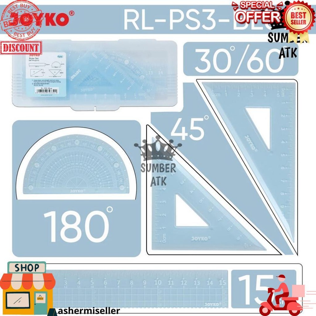 

Ruler Penggaris Joyko Rl-Ps3 1 Set 4 Pcs Pastel Color D Promo 4.4