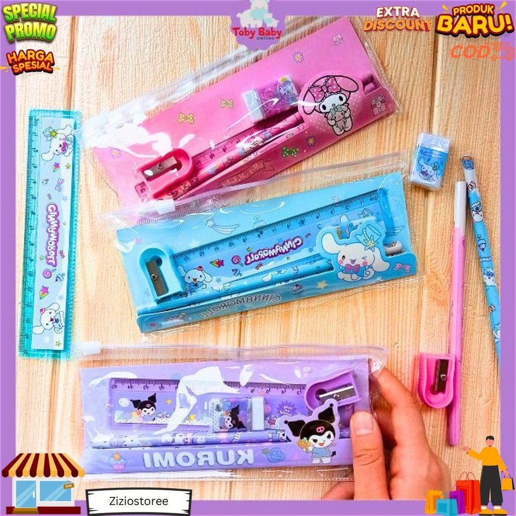 

Set Alat Tulis Sekolah Karakter Motif Sanrio Free Pouch 5 In 1 Lucu Cute Stationery D Terlaris
