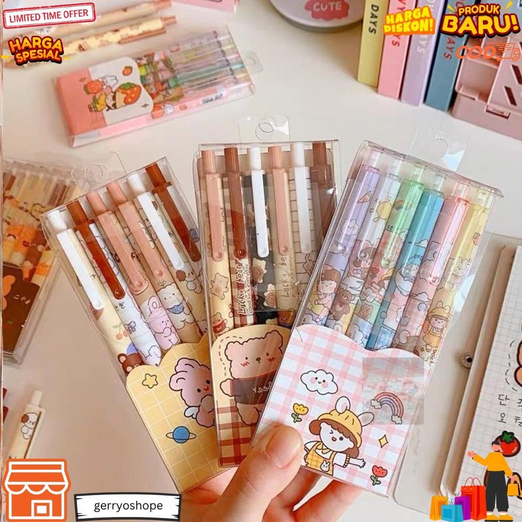 

[Cola] Pulpen Gel Mekanik Lucu Karakter / Set Pulpen Gel 6Pcs / Bollpoint Mekanik Lucu / Pulpen Gel Hitam D Promo Puncak