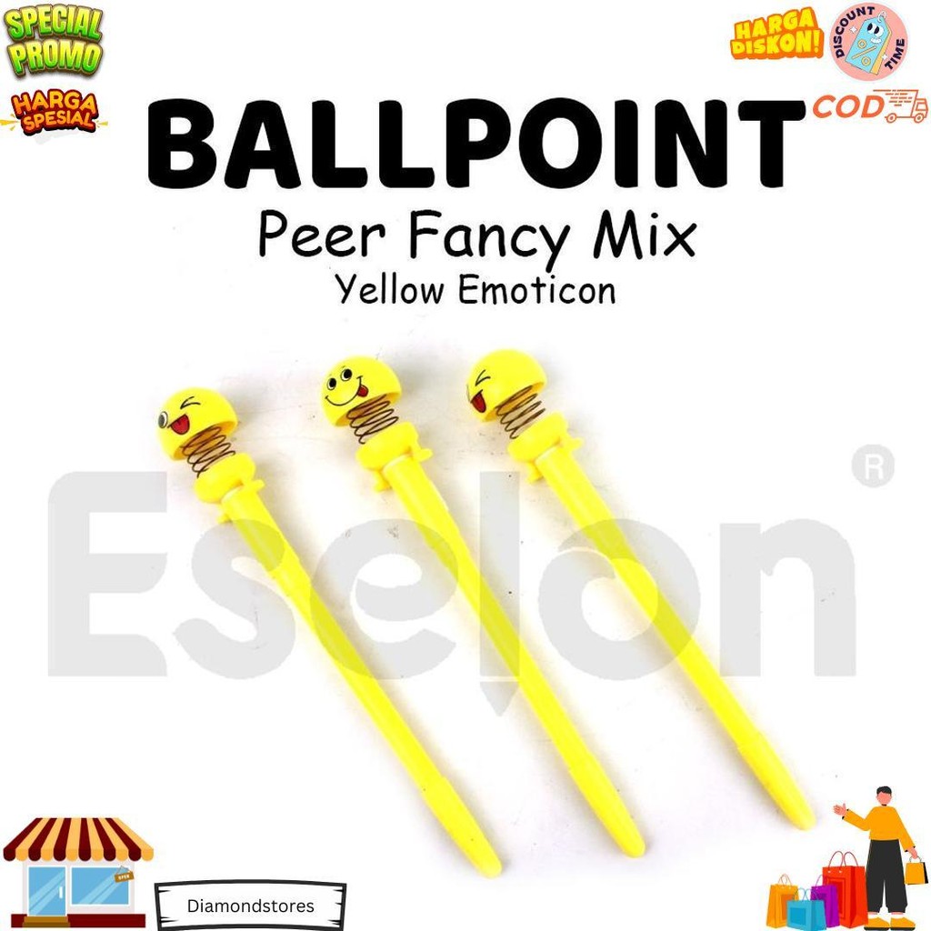 

12 Pulpen Gel Peer Emoticon / 1Pak Pulpen Gel Emoticon D Gratis Ongkir